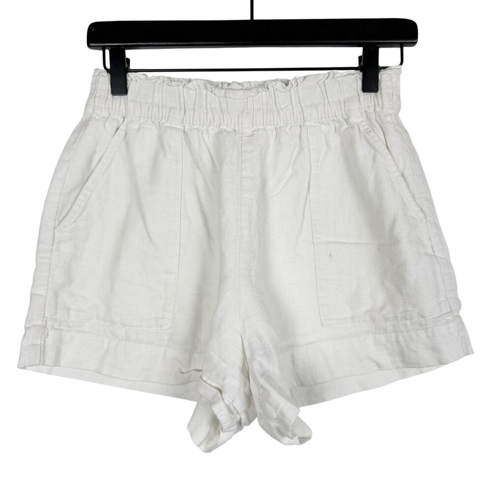 Abercrombie & Fitch Pull-On White High Rise Shorts Linen Blend - S